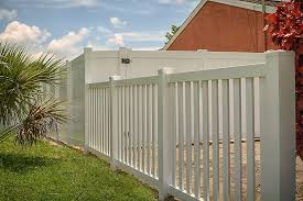White vinyl semi-privacy fence installation