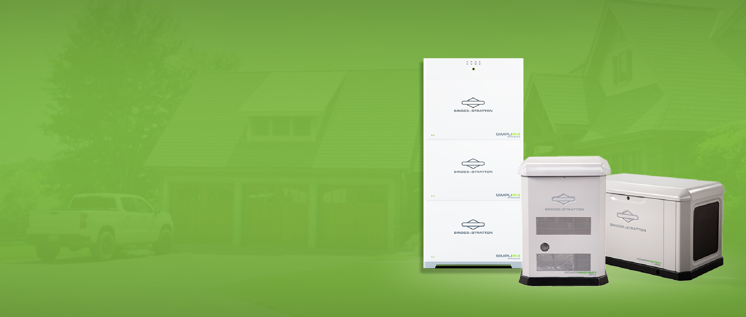 Briggs and Stratton home standby generator installed beside a house